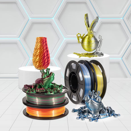 iSANMATE 3D Printer Filament, PLA Filament 1.75mm Bundle, Dual Color Filament Silk PLA, Dimensional Accuracy +/- 0.03 mm, 250g x 4 Pack(Gold+Red,Red+Green, Blue+Silver, Bronze+Silver) iSANMATE