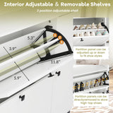 TIMSATIO Shoe Storage Cabinet with 2 Flip Drawers for Entryway, 4-Tiers Slim Freestanding Shoes Boots Rack Cabinet Organizer, Narrow Farmhouse Hidden Shoe Cabinet for Foyer (White) TIMSATIO