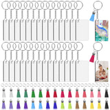Modacraft 120Pcs Sublimation Keychain Blanks Bulk Set with Rectangle Sublimation Blanks Tassels Keychain Rings & Jump Rings for DIY Keychain Crafting Modacraft