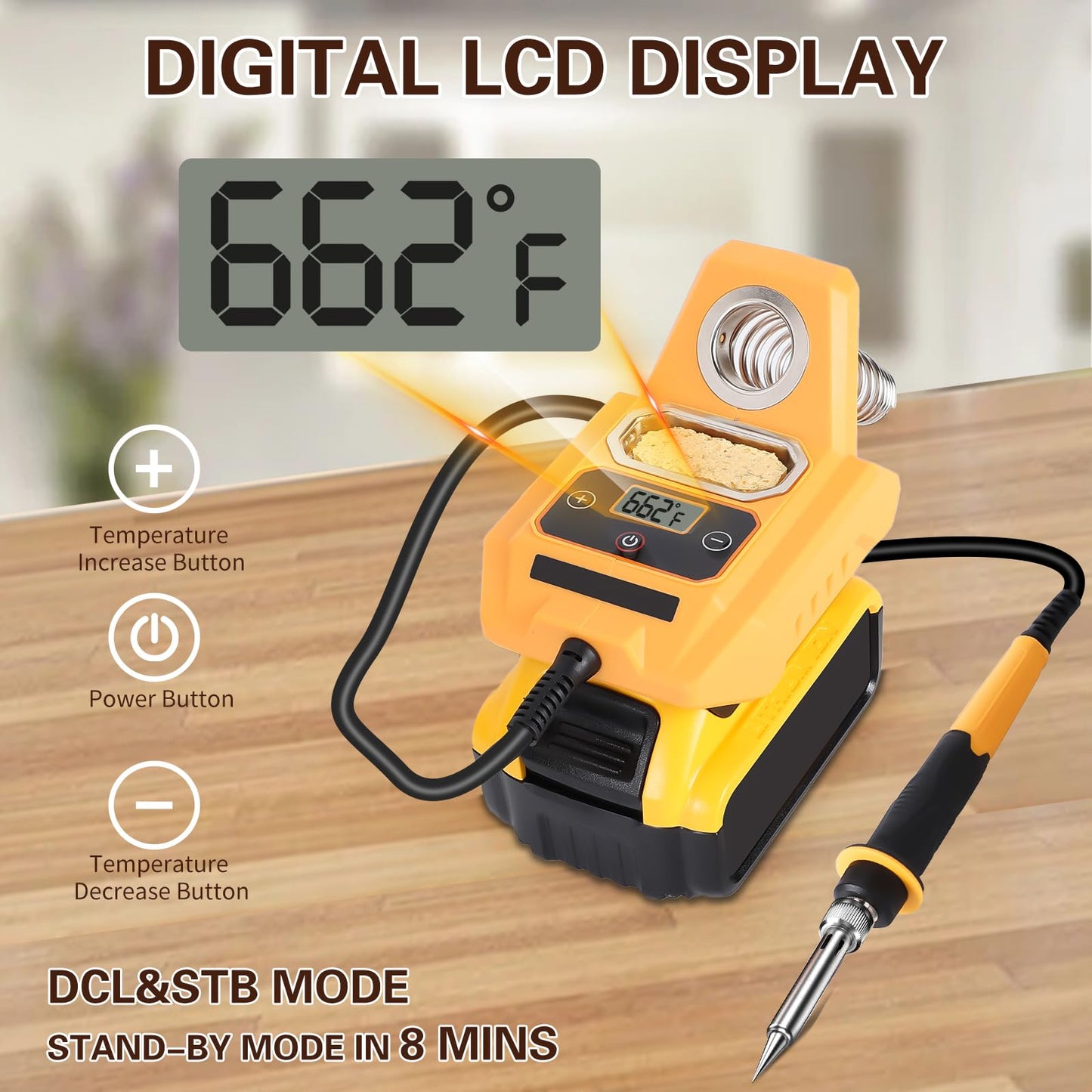 ITEFDTUTNE Cordless Soldering Station for Dewalt 20V Max Battery（Battery Not Included）, Electric Digital LCD Display Soldering Iron Station,Fast Heating Up Soldering Station for DIY, Appliance Repair