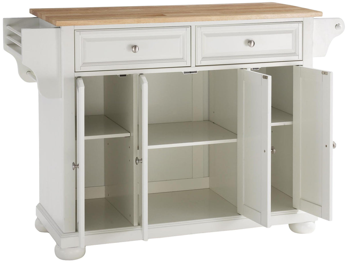 Crosley Furniture Alexandria Wood Top Rolling Kitchen Island Storage Cart, Microwave Stand, Spice Rack, White Crosley Furniture