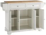 Crosley Furniture Alexandria Wood Top Rolling Kitchen Island Storage Cart, Microwave Stand, Spice Rack, White Crosley Furniture