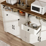 31.5" White Storage Cabinet with Doors & Drawers, Farmhouse Sideboard Buffet Cabinet with Storage, Kitchen Pantry Hutch Cabinet, Coffee Bar Cabinet Table Station for Kitchen, Livingroom, Dining Room FiveWillowise