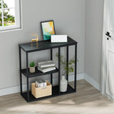 WOHOMO Console Table, 12'' Narrow Entryway Table for Living Room, 31.5'' x 31.5'' Black Industrial Sofa Table with 3-Tier Storage Shelves for Corridor, Hallway, Black WOHOMO