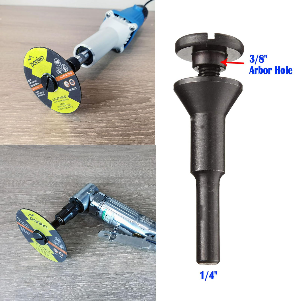 Panlen 3inch 10 Pack Die Grinder Cutting Disc and Mounting Mandrel Kit 1/4" 3/8" Arbor panlen