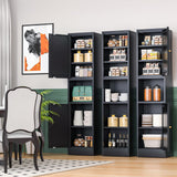 YAUWOH Black Tall Metal Storage Cabinet,Metal Locker Storage Cabinet with 3 Adjustable Shelves and 2 Doors,Narrow Sideboard for Small Spaces, Living Room, Home Office, Dining Room YAUWOH