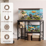 BEURUKU 40-50 Gallon Fish Tank Stand with Power Outlet & LED Light, Metal Aquarium Stand with 3 Tier Adjustable Storage Shelves, Tank Stand for Reptile Tank, Turtle Tank, 36" L*18.5" W, Black BEURUKU