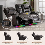 Oprisen 2-Seater Power Loveseat Recliner Electric Reclining Sofa Couch Wall Hugger Recliner Home Theater Seating w/Multi-Function Console/Cup Holders/LED Ambient Light Oprisen
