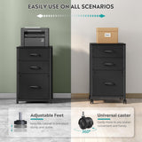 Raybee 3 Drawer File Cabinet Printer Stand Filing Cabinet Rolling File Cabinets for Home Office Fabric Vertical Office Storage Cabinet Fits A4, Legal, Letter Size, 16.9" D*15.6" W*26.6" H, Black Raybee