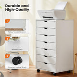 OLIXIS 7 Drawer Chest Wood File Cabinet Rolling Organization Storage Dresser with Wheels for Home Office, White OLIXIS