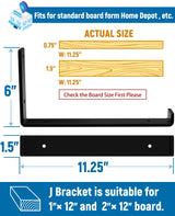 LEOPO 12 inch Shelf Bracket for DIY Floating Shelf, 1/5 inch Thick Heavy Duty Bracket, 6 Pack, 11.25” x 6” x 1.5” LEOPO