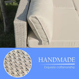 7-Piece Patio Furniture Set, Outdoor Wicker Conversation Set Sectional Sofa with Waterproof Thick Cushions and Coffee Table, Grey Earth patio