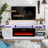 oneinmil Fireplace TV Stand with 36" Electric Fireplace,LED Light Entertainment Center,2 Tier TV Console Stand for TVs Up to 80",Fireplace for The Living Room TV Stand,White oneinmil