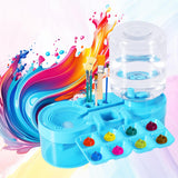 2025 New Paint Brush Cleaner, Plastic Paint Brush Cleaner Tool with Paint Tray Paint Brush Rinser Paint Water Dispenser Practical Paint Brush Washer Painting Art Supplies for Artists (Blue) BOXOB