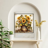 igoodom Diamond Art Kits for Adults, Sunflowers Diamond Art Kits, Full Drill Round Sunflowers Butterfly Diamond Painting Kits, DIY Gem Art and Crafts for Home Wall Decor Gift 14x14inch igoodom