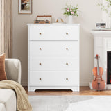 HOUSUIT White Dresser, 4 Drawer Dressers Chest of Drawers, Modern Tall Dresser, Wood Drawer Chest Storage Cabinet for Living Room, Hallway, Entryway, Home Office, Ivory White HOUSUIT