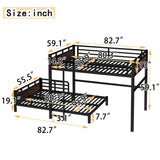Full XL Over Full XL Bunk Bed with Headboard and Full Length Guardrail, Separable Bunk Bed, Heavy Duty Bunk Beds Can Turns Into Loft Bed and Platform Bed, Black Bellemave