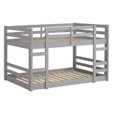 Walker Edison Alexander Classic Solid Wood Stackable Jr Twin over Twin Bunk Bed, Twin over Twin, Grey Walker Edison