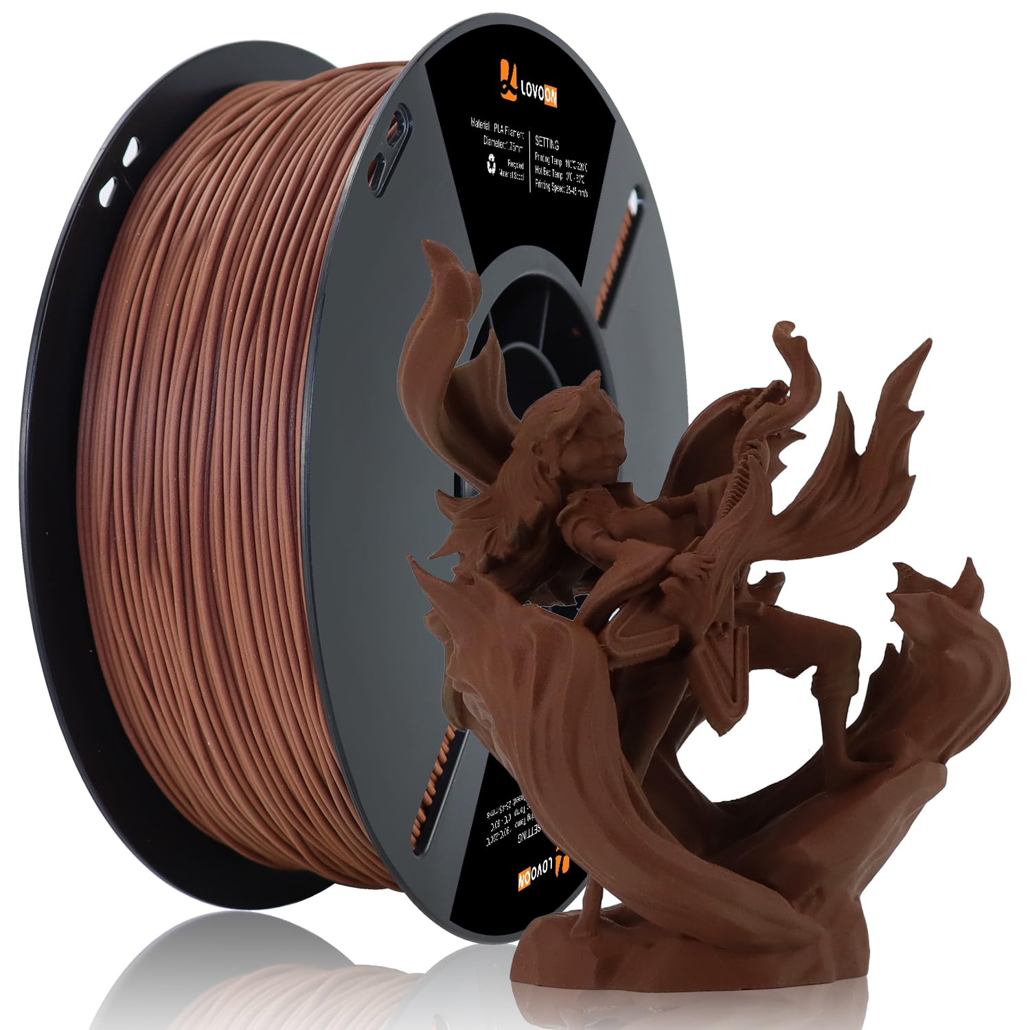 LOVOON Wood PLA Filament 1.75MM, Wood 3D Printer Filament, 3D Printing Filament, Most FDM 3D Printers and 3D pens are Compatible, Real Wood Texture, Wood Walnut,1kg(2.2lb)/Spool - WoodArtSupply