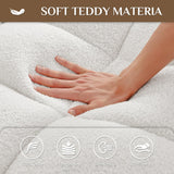 Wrofly 3 in 1 Convertible Sleeper Sofa Couch with Pullout Bed, Loveseat Sofa with Storage and Pillows, Modern 2 Seater Futon Couch Bed for Living Room, Bedroom and Small Space, White Teddy Wrofly