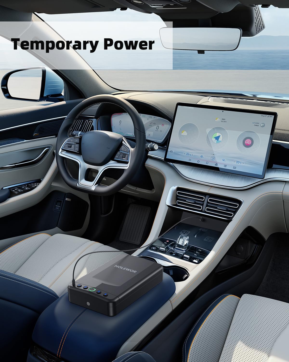 HOLEWOR Car Gun Safe, Small Pistol Safe Biometric Gun Safe for Handgun, Portable Fingerprint Quick Access Handgun Safe for Nightstand Bedside HOLEWOR