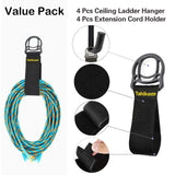 Tahikem 4 Set Overhead Garage Storage Rack, Heavy Duty Overhead Storage Double Hook, Ceiling Mount Hanger Safe Racks Hooks, Hanging for Lumber Ladder Storage & Other Bulky Items (Pack of 4 - Black) Tahikem