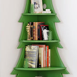 BALANBO Corner Bookshelf Christmas Tree Shape Rubber Wood Corner Bookcase for Study Living Room Bedroom Office Hall H71.1''（Green） BALANBO