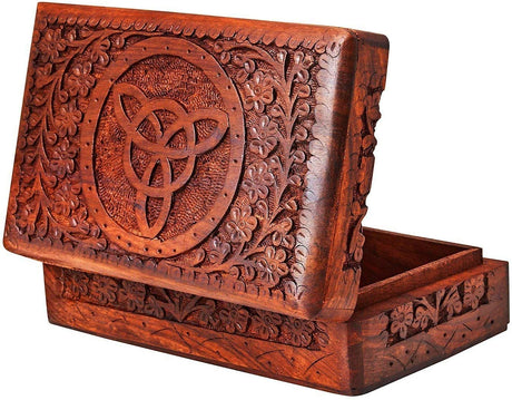 Ajuny Handmade Antique Wooden Jewelry Box | Hand carved Multipurpose Keepsake Rosewood Storage Ladies Retro Travel Mini Organizer | Vintage Decorative Chest Trinket Holder Gift (8x5x2.5 Inch) Ajuny