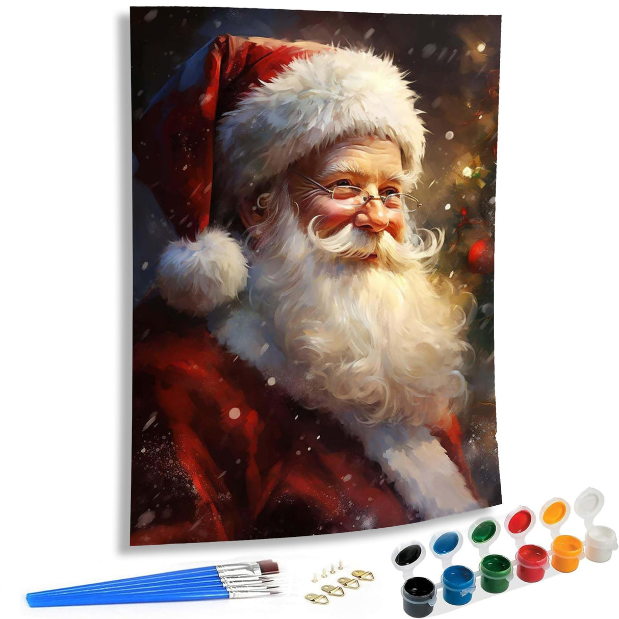 SKRYUIE Christmas Paint by Numbers Kit for Adults, Acrylic Oil Painting by Numbers Kits Santa Claus for Beginner with Paintbrushes Brushes Paintwork Art Crafts Canvas for Home Decor 16x20 inch SKRYUIE