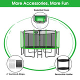 YORIN Tranpoline 12FT, Outdoor Tranpoline for Kids and Adults 1200LBS Tranpoline with Basketball Hoop, Enclosure Net, Back Yard Heavy Duty Recreational Tranpolines, ASTM Approved YORIN