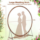 Moccha Wedding Arch, 7.4 FT Wooden Arch Backdrop Stand, Outdoor Archway Pergola, Garden Arbor Trellis for Climbing Plants Flower Balloon, Rustic Wedding Decorations for Home Party Ceremony, Round LDAILY