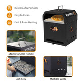 PIZZELLO Outdoor Pizza Oven 4 in 1 Wood Fired 2-Layer Detachable Outside Ovens With Pizza Stone, Pizza Peel, Cover, Cooking Grill Grate, Pizzello Gusto PIZZELLO