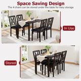 Tangkula 47" Dining Table Set for 4, Farmhouse Solid Wood Dinette Set w/Rubber Wood Legs, 4 Padded Chairs, Mid-Century Modern Dining Table and Chairs Set for Kitchen, Dining Room Tangkula