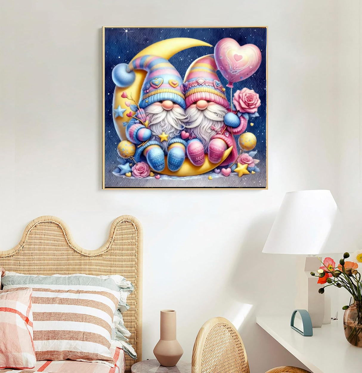 RYMILIE 5D Gnome Diamond Painting Kits for Adults Beginners,DIY Round Drill Diamond Art Kits Full Moon Love,Paint by Diamonds Dot Gem Art Crystal Easy,Home Wall Decor 【11.8x11.8 inch】 RYMILIE