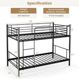 KOMFOTT Metal Twin Over Twin Bunk Bed, Heavy-Duty Metal Bunk Bed Fame with Ladder& Full-Length Guardrails for Kids, Teens & Adults, Space Saving Bunk Bed, No Box Spring Needed KOMFOTT