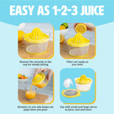 Tasty 4-in-1 Citrus Juicer and Zester, Multifunctional Kitchen Gadget, Dishwasher Safe, 16-Ounce Capacity, 2-Cup, Yellow Tasty