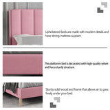 Zoophyter Upholstered Platform Bed Frame Twin Size with Headboard,Mattress Foundation/Strong Wooden Slats Support/No Box Spring Needed/Easy Assembly Pink Zoophyter