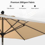 PURPLE LEAF 10' x 6.5' Rectangular Patio Umbrella Outdoor Table Umbrella Aluminum Frame Market Umbrella Sun Umbrella with 8 Sturdy Ribs & Tilt for Garden Deck Lawn & Pool Beige PURPLE LEAF