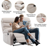 GNMLP2020 Reclining Loveseat, Leather Double Recliner Sofa with Side Pocket, Wall Hugger Loveseat Recliner for Living Room, RV, Home Theater(Beige) GNMLP2020