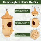 Hummingbird House, Wooden Hummingbird Houses for Outside Hanging, Nest Swinging, Wooden Bird Houses with Cotton, Bow, String, Gardening Gifts Decoration (1 Pack) Rakovar