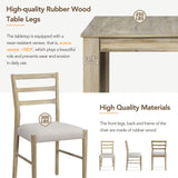 LUMISOL Extendable 7 Piece Dining Room Table Set with Chairs for 6 Persons Wooden Kitchen Table Set with Drawers, LightNatural Wash LUMISOL