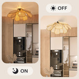 GloMuse Rattan Ceiling Light Rustic Chandelier Boho Pendant Light Wicker Light Fixture Hand-Woven Rattan Hanging Lamp Boho Lamp for Hallway Entryway Kitchen Island Dining Room Bedroom GloMuse
