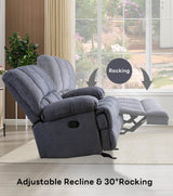 WILLOVE Oversized Rocker Recliner Chair Rocking Recliners Overstuffed Soft Big Man Manual Recliner Extra Large Living Room Chair 350 LBS Capacity, Grey, XL WILLOVE