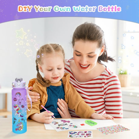 PERRYHOME Unicorns Gifts for Girls Age 4 5 6 7 8 9 10+ Birthday Back to School Day Gifts,Soft Plush Toys Set with Light-up Star Pillow,DIY 900ML Bottle,Diary,Coin Purse,Unicorn Plush Accessory PERRYHOME