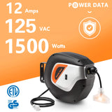 Giraffe Tools Retractable Power Cord Reel, 50ft 12AWG/3C SJT Heavy Duty Extension Cord Storage Reel Wall/Ceiling Mount for Garage with Lighted Triple Tap Giraffe Tools