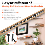 Swozzto Dowel Jig Kit for Floating Shelf Bracket(& 1/2" x 11.8" Drill Bit), Self-centering Scriber(& 1/4", 5/16", 3/8" Drill Bit),Drill Guide for Hidden Shelf Brackets & Mantels,Centering Hole Drill Swozzto
