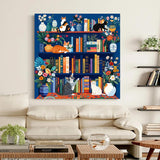 Diamond Art Kits for Adults Beginner, Cat Bookshelf Library DIY Modern Diamond Painting Kits 5D Diamond Dots Gem Art Crafts with Tools,Round Full Drill Funny Crafts for Home Wall Decor&Gift-12x12 inch Fairyland JinWenn