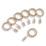 MODE Farmhouse Collection Beveled Curtain Clip Rings, Set of 14 Curtain Rings with Clips, Fits MODE Farmhouse Curtain Rod Sets, 1 3/4”, Weathered Oak MODE