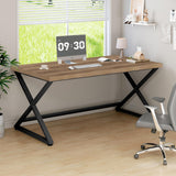 IBF Rustic Computer Desk, Modern Metal Home Office Desk, Farmhouse Work Study Writing Desk in Bedroom, Minimalist Wood Laptop Executive Workstation Computer PC Gaming Table, Rustic Oak, 55 in IBF