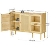 HOOBRO Buffet Cabinet with Power Outlet, 47.2" Kitchen Sideboard Storage Cabinet & LED Light, Rattan Decor Doors, Accent Cabinet Coffee Bar Cabinet Console Table for Hallway Entry, Natural NL120UDCB01 HOOBRO